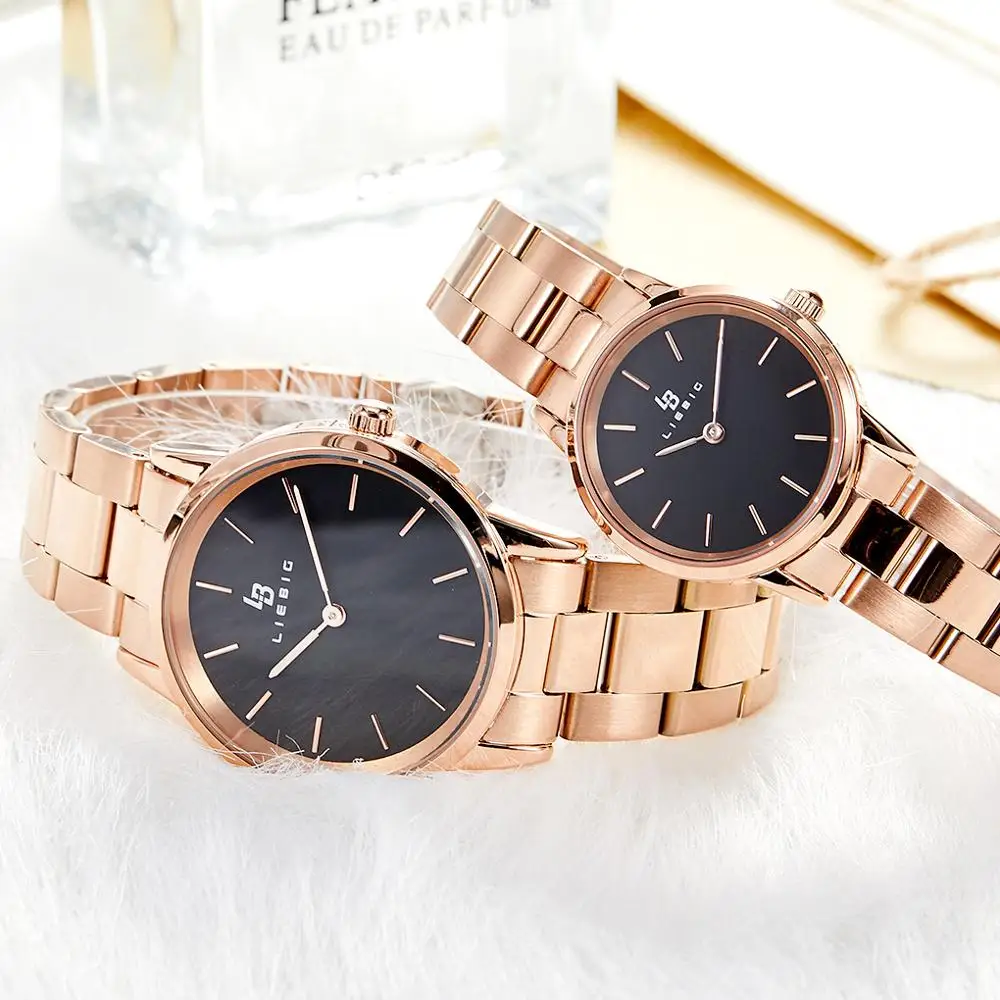 LIEBIG Couple Men Women Quartz Watches Stainless Steel Waterproof Wristwatches Ladies Fashion Simple reloj hombre L2009 | Наручные часы
