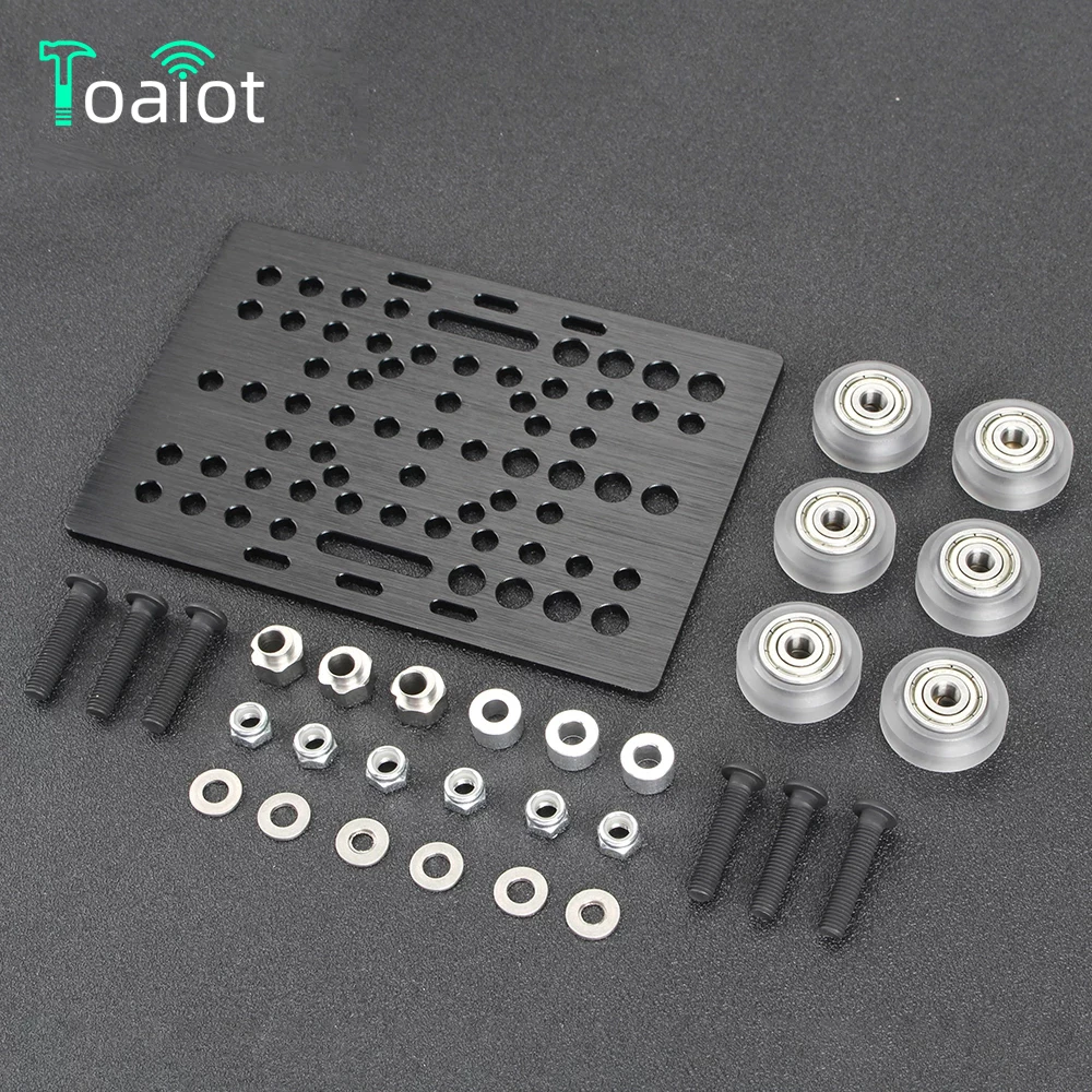 

Toaiot Black Anodized Aluminium V-Slot Gantry Plate Set 20 - 80mm with V-Slot Solid V Wheel Kit for CNC Machine Parts