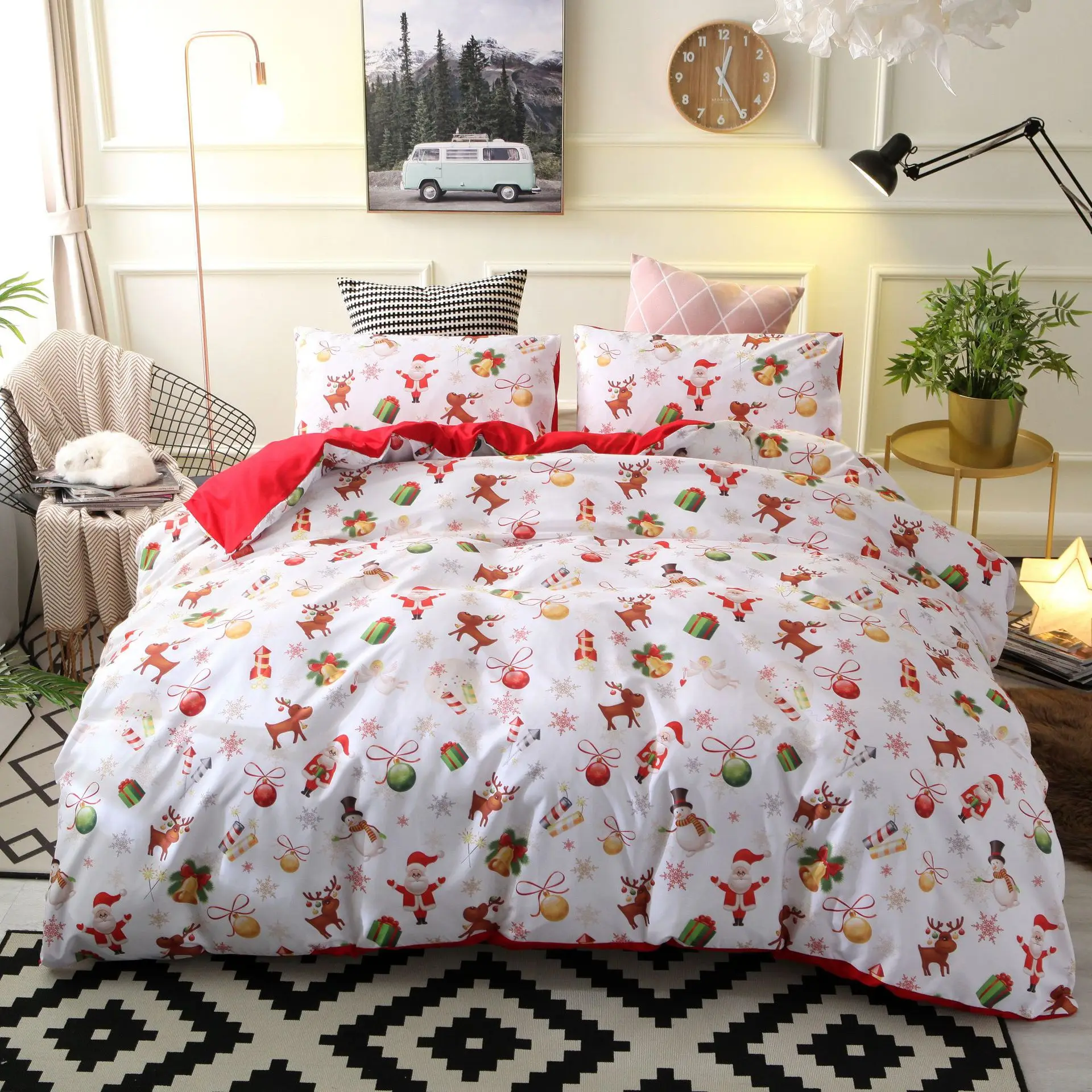 3Pcs Christmas Printed Solid Bedding Sets Santa Claus Home Bedding Set 3D Lovely Pattern With Christmas Star Tree
3Pcs Christmas Printed Solid Bedding Sets Santa Claus Home Bedding Set 3D Lovely Pattern With Christmas Star Tree