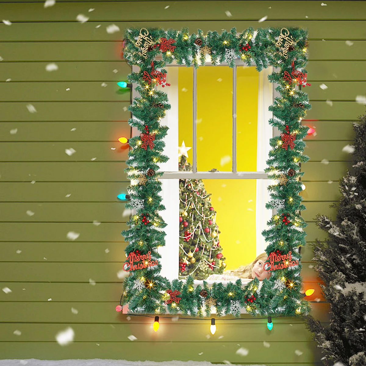 Christmas Garland with 50 LED Lights Battery Powered Pine Garland Pre-lit Artificial Xmas Garland Stairs Fireplaces Garden Decor
Christmas Garland with 50 LED Lights Battery Powered Pine Garland Pre-lit Artificial Xmas Garland Stairs Fireplaces Garden Decor