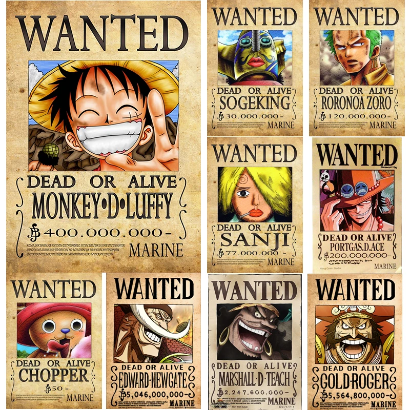 А3 и А4 новый аниме постер один кусок Luffy хотели Zoro Nami Franky Boa Law Stiker винтажный