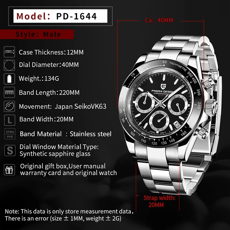 New PAGANI DESIGN Men's Watch Stainless Steel Luminous Sports Waterproof 100M Men's Quartz Chronograph Watch Relogio Masculino
New PAGANI DESIGN Men's Watch Stainless Steel Luminous Sports Waterproof 100M Men's Quartz Chronograph Watch Relogio Masculino