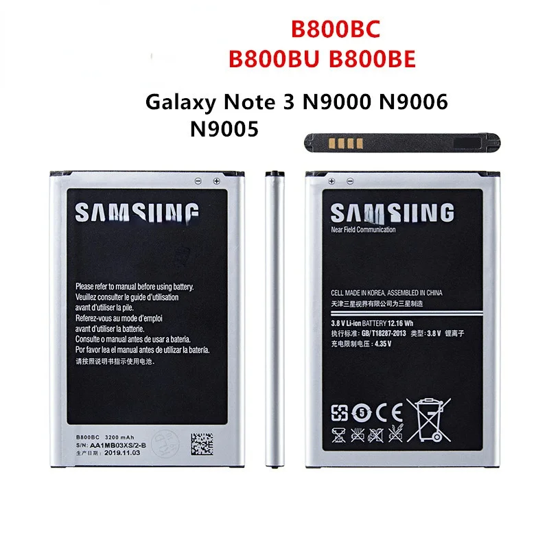 

Orginal B800BC B800BU B800BE Battery 3200mAh For Samsung Galaxy Note 3 N900 N9002 N9005 N9006 N9008 N9009 with WO