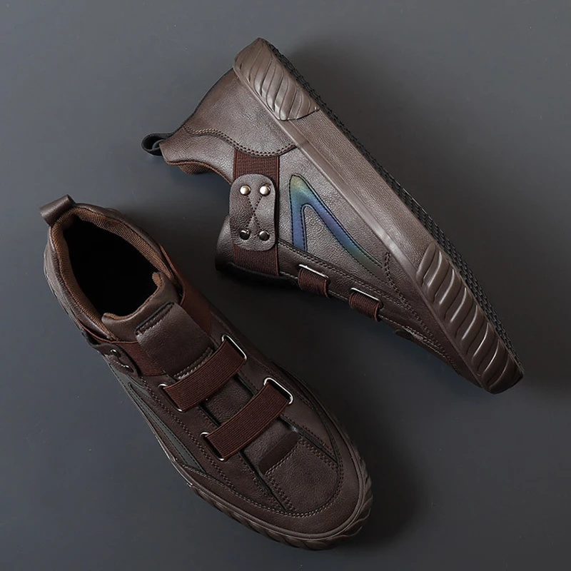 Фото Мужские износостойкие высокие туфли черные лоферы в британском стиле обувь для