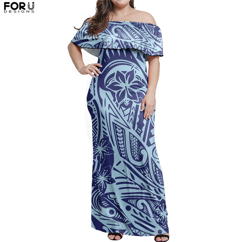 FORUDESIGNS Women's Off The Shoulder Ruffle Dress Polynesian Plumeria Symbol Lady Elegant Breathable Holiday Party Dresses
FORUDESIGNS Women's Off The Shoulder Ruffle Dress Polynesian Plumeria Symbol Lady Elegant Breathable Holiday Party Dresses