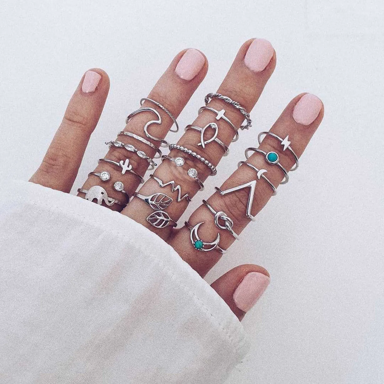 Women Rings Sets Vintage Elephant Heart Crown Crystal Geometry Joint Silver Color Ring Set Bohemia Jewelry Accessories #672
Women Rings Sets Vintage Elephant Heart Crown Crystal Geometry Joint Silver Color Ring Set Bohemia Jewelry Accessories #672