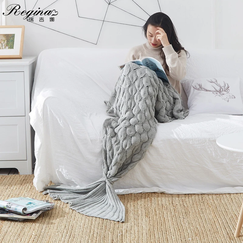 REGINA Soft Knitted Mermaid Tail Blanket Cute Fashion Casual Knitted Blanket For Sofa Bed Adult Kid Perlage Mermaid Blanket 2021
REGINA Soft Knitted Mermaid Tail Blanket Cute Fashion Casual Knitted Blanket For Sofa Bed Adult Kid Perlage Mermaid Blanket 2021