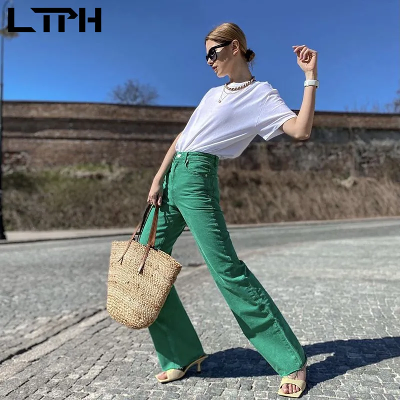 LTPH Простые повседневные уличные джинсовые брюки, однотонные прямые длинные широкие женские джинсы с высокой талией, Новинка лета 2021
LTPH Простые повседневные уличные джинсовые брюки, однотонные прямые длинные широкие женские джинсы с высокой талией, Новинка лета 2021