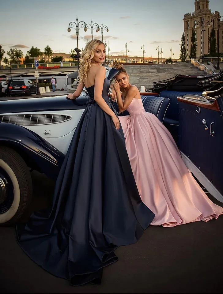 2021 Modern Simple Pink Prom Party Dresses Long Satin Strapless Corset Back Bow Belt Court Train Wedding Guest Gowns Affordable
2021 Modern Simple Pink Prom Party Dresses Long Satin Strapless Corset Back Bow Belt Court Train Wedding Guest Gowns Affordable