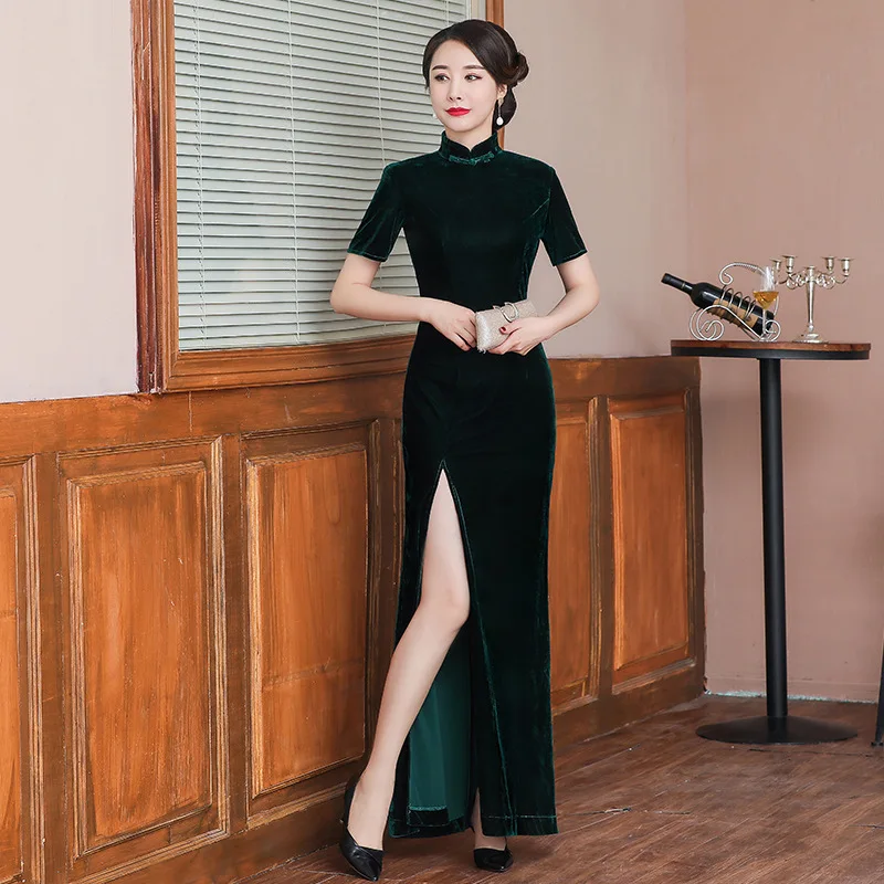 Green Velvet Winter Cheongsam Chinese Traditional Dress Qipao Long Dresses Evening Es Plus Size Women Clothing Oriental Collars
Green Velvet Winter Cheongsam Chinese Traditional Dress Qipao Long Dresses Evening Es Plus Size Women Clothing Oriental Collars