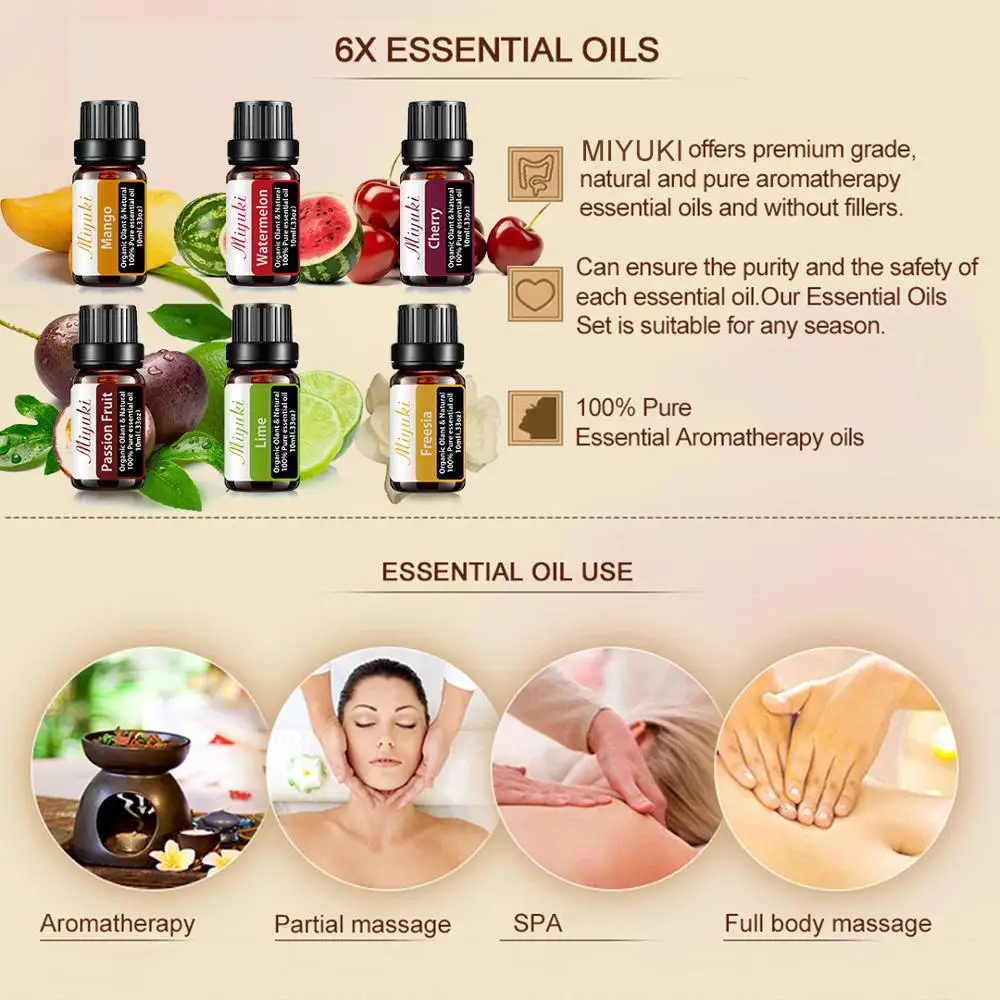 6Pcs/Set Pure Natural Aromatherapy Essential Oils Kit 10ml Humidifier Water-Soluble Fragrance Oil Fresh Air Essential Oil Set
6Pcs/Set Pure Natural Aromatherapy Essential Oils Kit 10ml Humidifier Water-Soluble Fragrance Oil Fresh Air Essential Oil Set