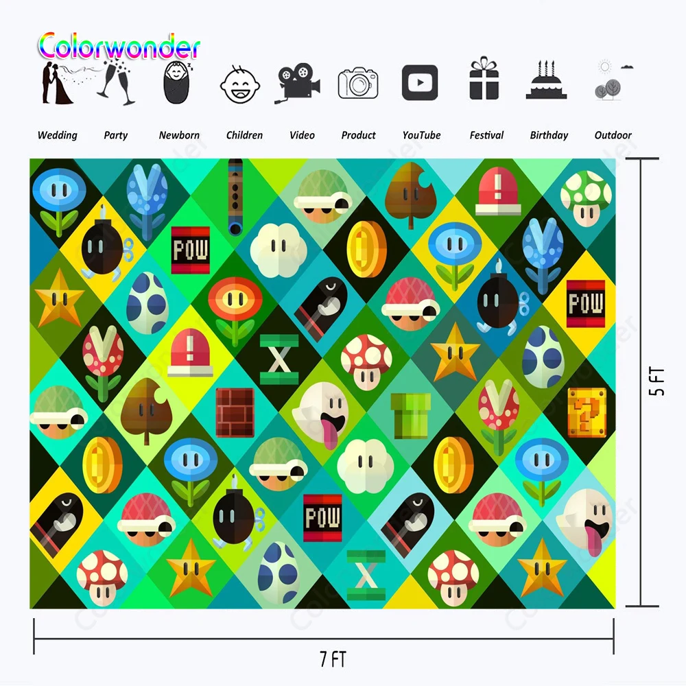 Super Marios Bros Game Photography Backdrops Happy Birthday Baby Child Photo Background Baby Shower Decoration Backdrop
Super Marios Bros Game Photography Backdrops Happy Birthday Baby Child Photo Background Baby Shower Decoration Backdrop