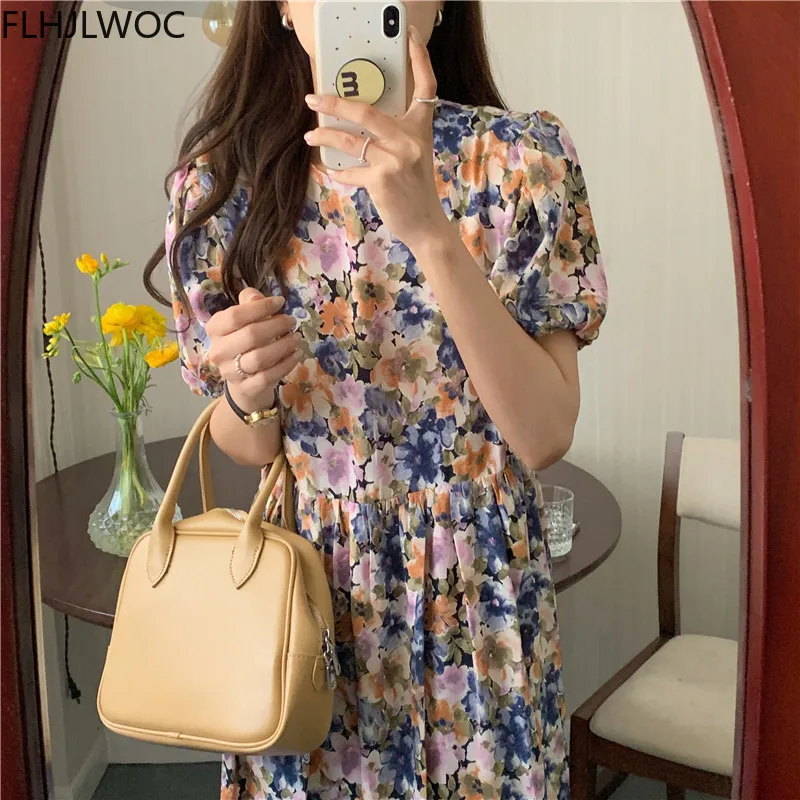 Korean Chic Clothes Summer Short Sleeve Elegant Office Lady Temperament Cute Floral Print Retro Vintage Women Long Maxi Dress
Korean Chic Clothes Summer Short Sleeve Elegant Office Lady Temperament Cute Floral Print Retro Vintage Women Long Maxi Dress