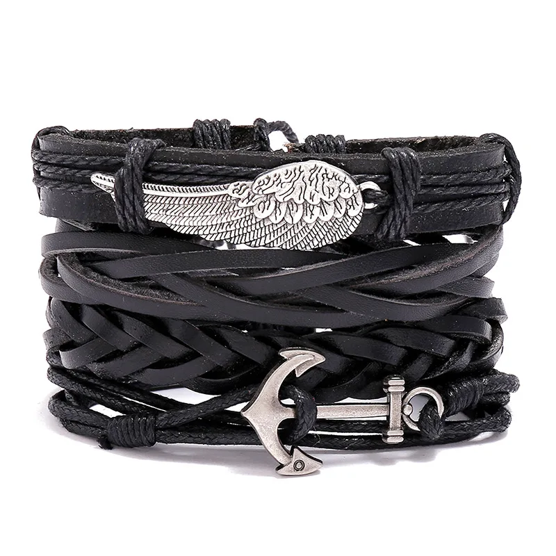 4Pcs/Set Vintage Braided Leather Bracelet Simple Multi-layered Wings Cowhide Bracelet
4Pcs/Set Vintage Braided Leather Bracelet Simple Multi-layered Wings Cowhide Bracelet