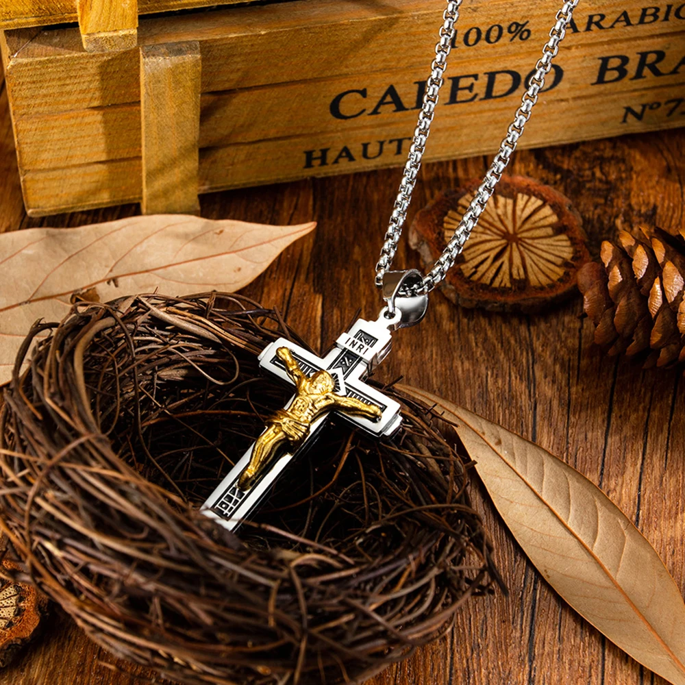 Ювелирные изделия из нержавеющей стали золотые простые украшения в виде креста