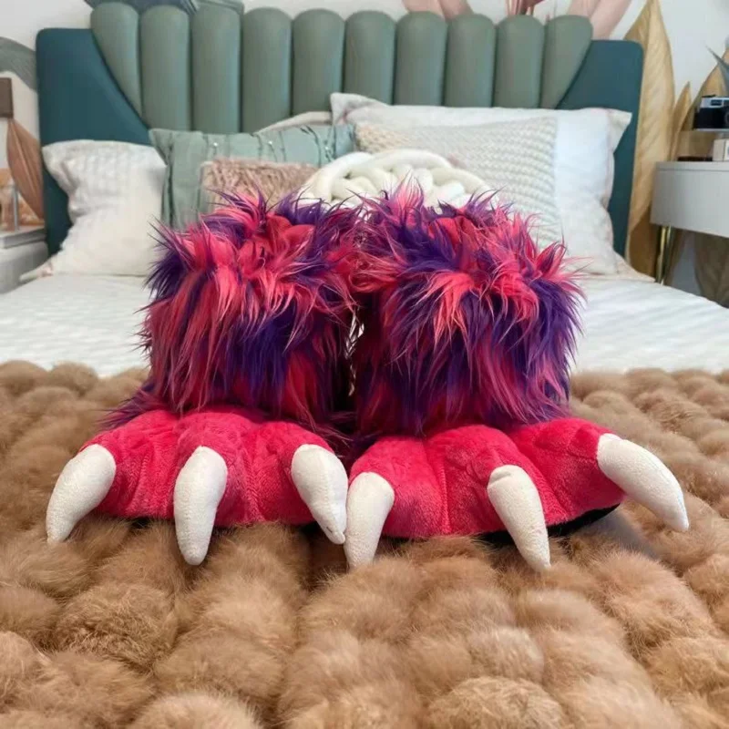 Зимние плюшевые радужные кроличьи меховые тапочки для мужчин и женщин, теплые смешные домашние хлопковые туфли в виде лап тигра, пушистые сланцы из искусственного меха 
Зимние плюшевые радужные кроличьи меховые тапочки для мужчин и женщин, теплые смешные домашние хлопковые туфли в виде лап тигра, пушистые сланцы из искусственного меха