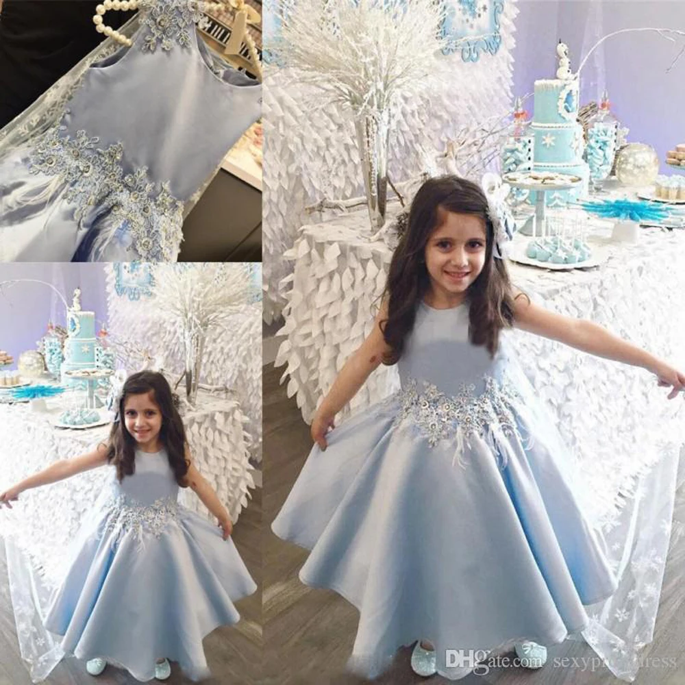 Light Blue Flower Girl Dresses With Lace Appliques Beads Crew Sleeveless Girls Pageant Gowns Ankle Length Baby Formal Party Dres
Light Blue Flower Girl Dresses With Lace Appliques Beads Crew Sleeveless Girls Pageant Gowns Ankle Length Baby Formal Party Dres