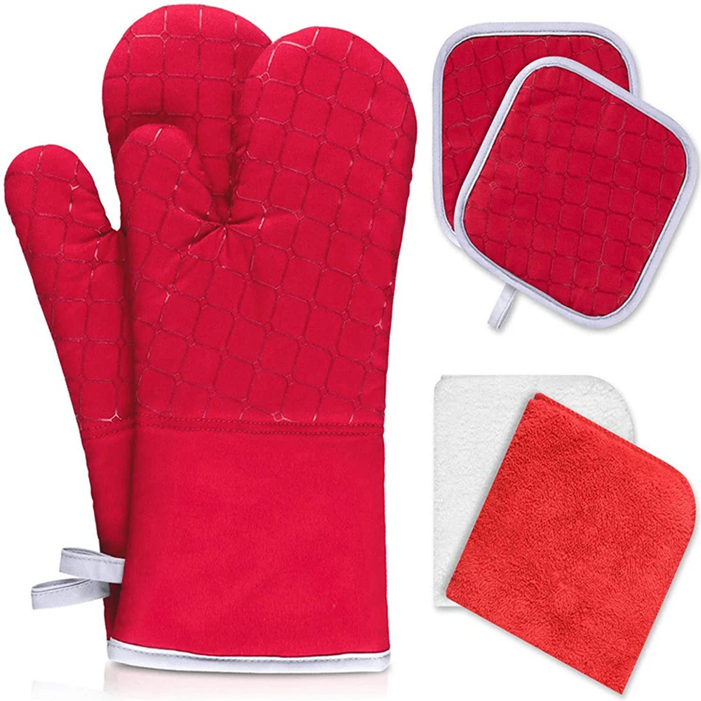 6Pcs Oven Mitts Set Heat Resistant Non Slip Oven Mitts with Pot Holders for Kitchen, Cooking, Baking, BBQ
6Pcs Oven Mitts Set Heat Resistant Non Slip Oven Mitts with Pot Holders for Kitchen, Cooking, Baking, BBQ