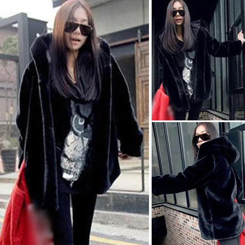 Women Warm Faux Fur Coat Jacket Black Fluffy Warm Hooded Outerwear Casual Long Sleeve Luxury Fur Plush Coats 
Women Warm Faux Fur Coat Jacket Black Fluffy Warm Hooded Outerwear Casual Long Sleeve Luxury Fur Plush Coats
