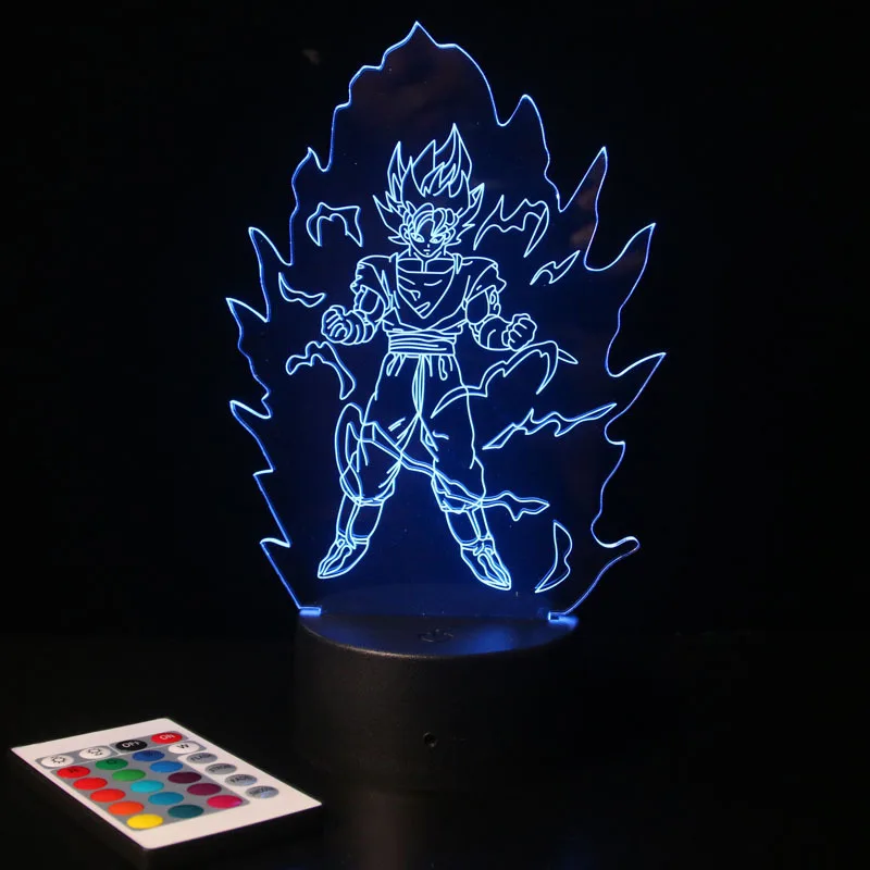 Dragon Ball Z серия Супер Saiyan Goku 3D Ночной светильник новый необычный красочный