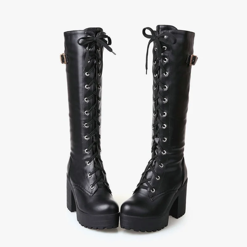 Hot Sale Spring Autumn Lacing Knee High Boots Women Fashion White Square Heel Woman Leather Shoes Winter PU Large Size
Hot Sale Spring Autumn Lacing Knee High Boots Women Fashion White Square Heel Woman Leather Shoes Winter PU Large Size