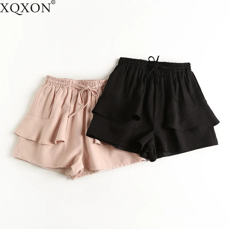 Черные женские шорты 2021, летние новые свободные кружевные оборки с эластичным поясом и широкими штанинами, женские шорты 
Черные женские шорты 2021, летние новые свободные кружевные оборки с эластичным поясом и широкими штанинами, женские шорты