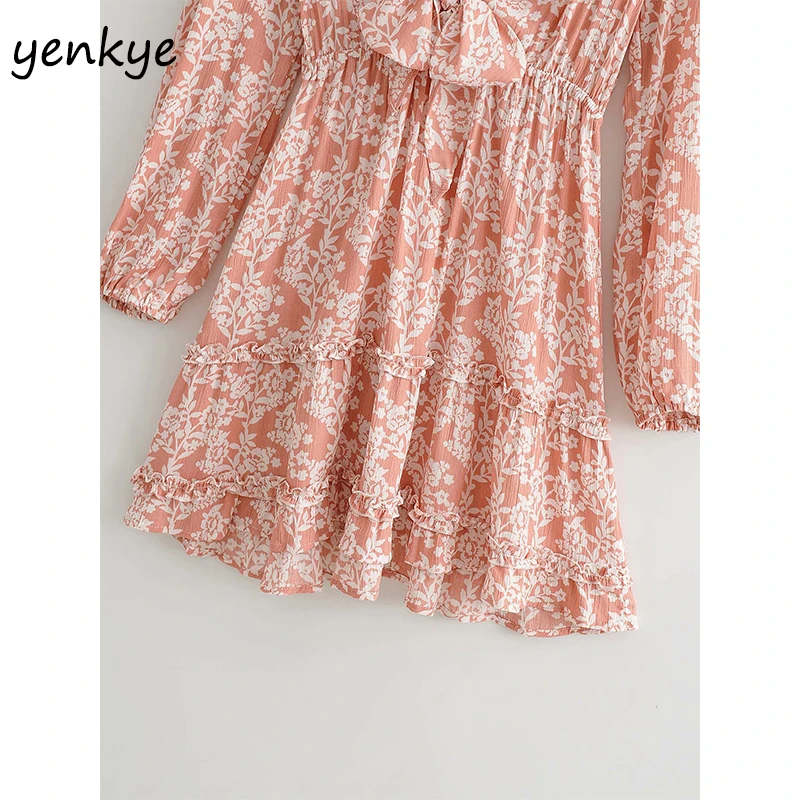 Vintage Floral Print Knot Dress Women Sexy Ruffle V Neck Long Sleeve A-line Mini Dress Female Casual Holiday Summer Dress
Vintage Floral Print Knot Dress Women Sexy Ruffle V Neck Long Sleeve A-line Mini Dress Female Casual Holiday Summer Dress