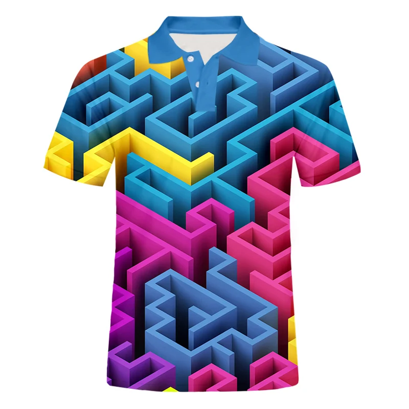 Футболка-поло IFPD мужская с 3D-принтом смешная красочная рубашка-поло коротким