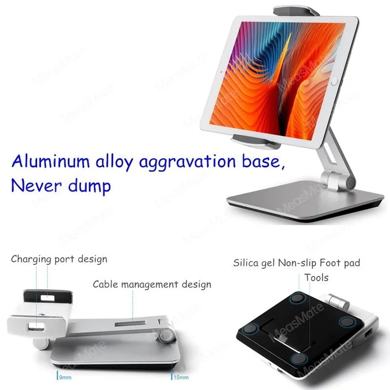 Adjustable Tablet Stand for Desk Hands Free Aluminum Alloy Smart Phone Holder for iPhone X/XR/XS, iPad Air Mini Pro 4.7''-12.9''
Adjustable Tablet Stand for Desk Hands Free Aluminum Alloy Smart Phone Holder for iPhone X/XR/XS, iPad Air Mini Pro 4.7''-12.9''