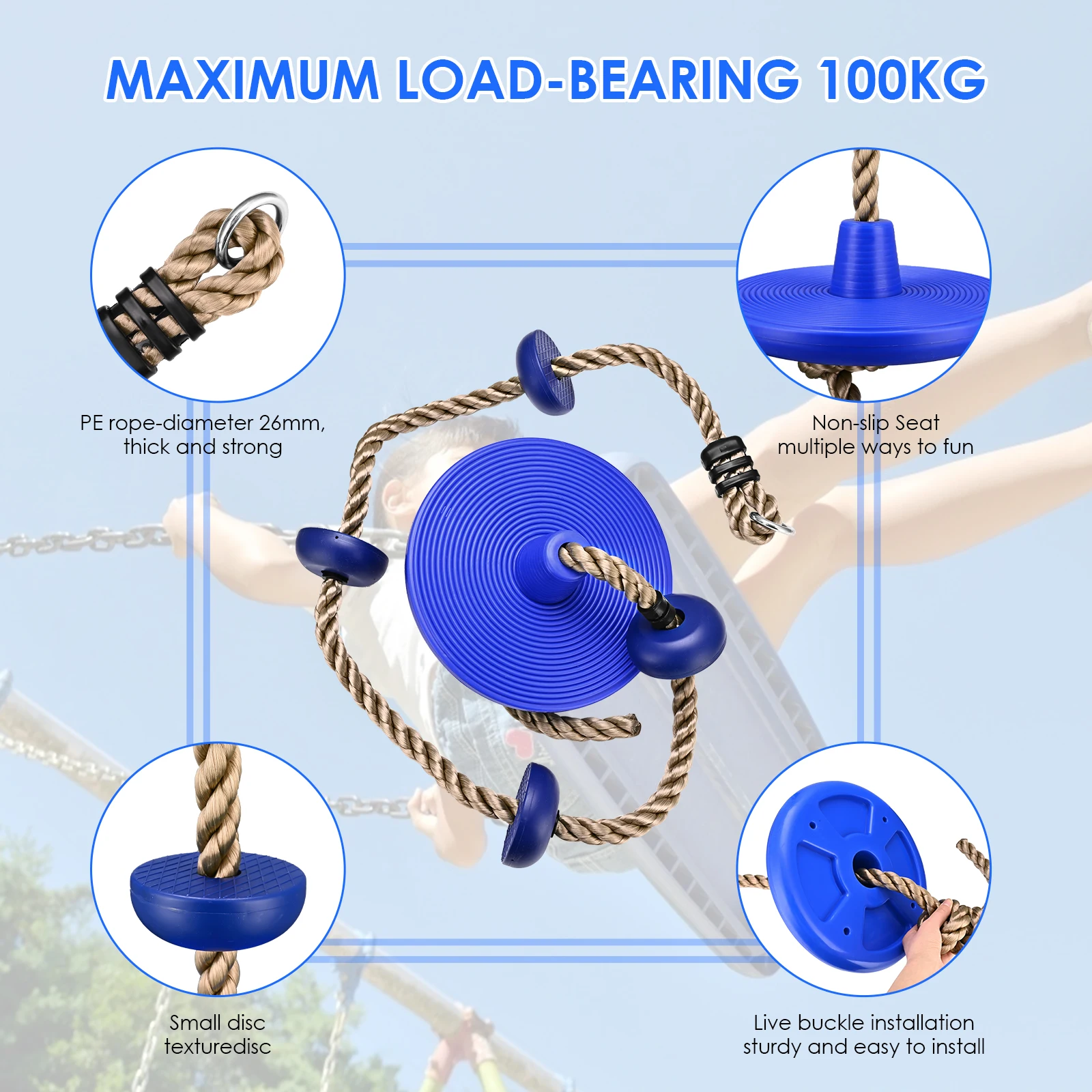 Tree Climbing Swing With Platform For Children, Outdoor Hanging Tree Disc Swing Climbing Rope,including A Pair Of Gloves
Tree Climbing Swing With Platform For Children, Outdoor Hanging Tree Disc Swing Climbing Rope,including A Pair Of Gloves