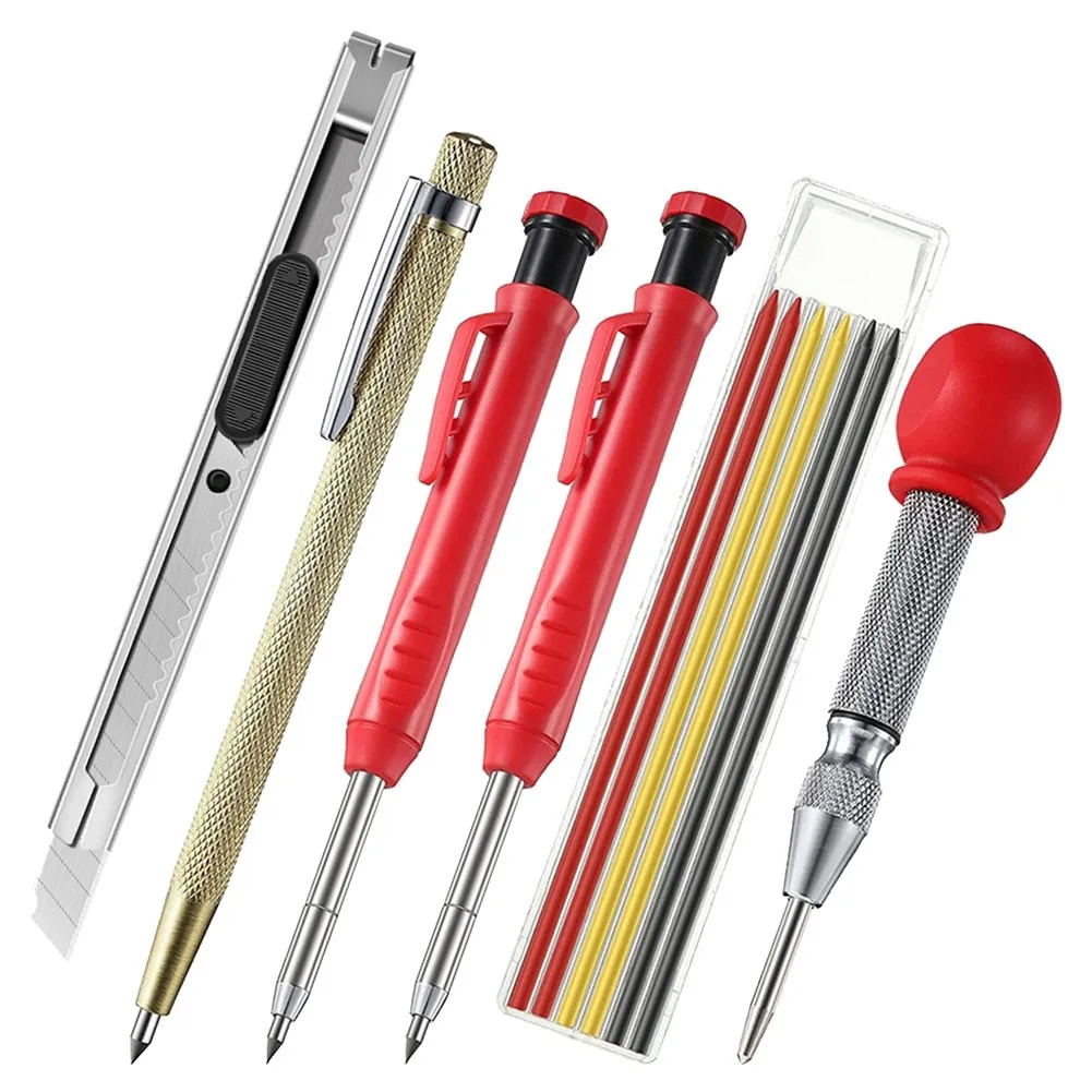 2pcs Carpenter Pencils Set With 6PCS Refills Hole Mechanical Pencil Refill Woodworking Marker Marking Tool
2pcs Carpenter Pencils Set With 6PCS Refills Hole Mechanical Pencil Refill Woodworking Marker Marking Tool