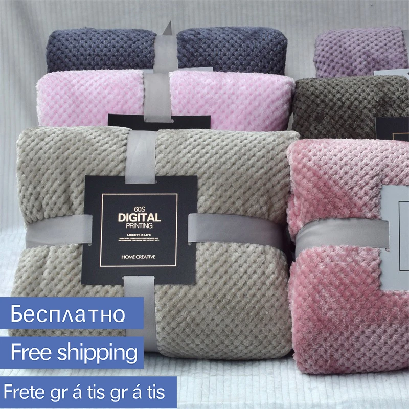 Зимнее мягкое теплое фланелевое одеяло s для кровати однотонное из кораллового