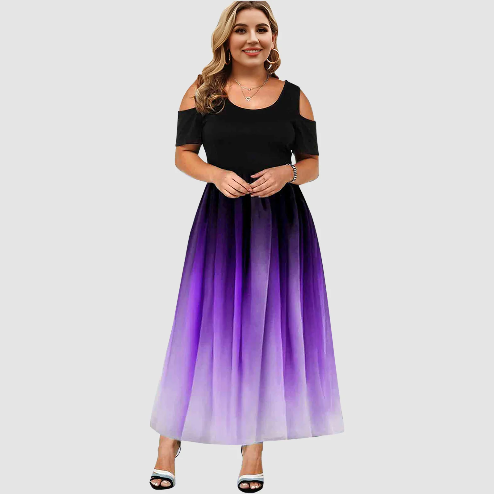 Plus Size Dresses Women Sexy O-Neck Strapless Gradient Splicing Short Sleeve Dress Casual Summer Maxi Long Dresses Vestidos
Plus Size Dresses Women Sexy O-Neck Strapless Gradient Splicing Short Sleeve Dress Casual Summer Maxi Long Dresses Vestidos