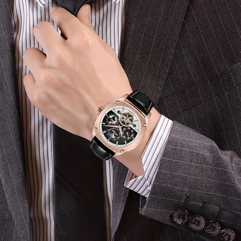 FORSINING 2020 Brand Men Fashion Casual Watches Men Skeleton Mechanical Self Wind Black Leather Wristwatches Relogio Masculino
FORSINING 2020 Brand Men Fashion Casual Watches Men Skeleton Mechanical Self Wind Black Leather Wristwatches Relogio Masculino