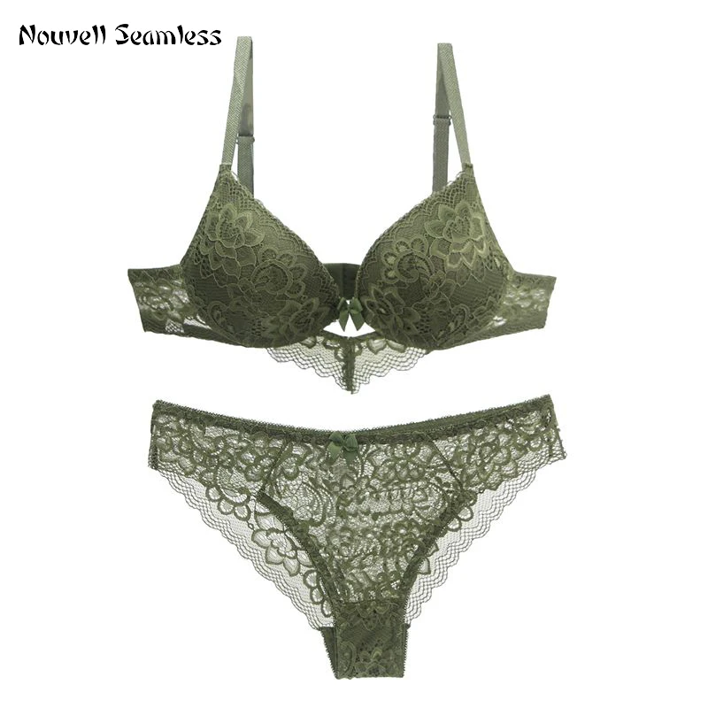 

Nouvelle Seamless Brand Sexy Lace Strap Bras Set For Women Push Up ABCDE Underwear Plus Size Add Two Cups Underwire Lingerie