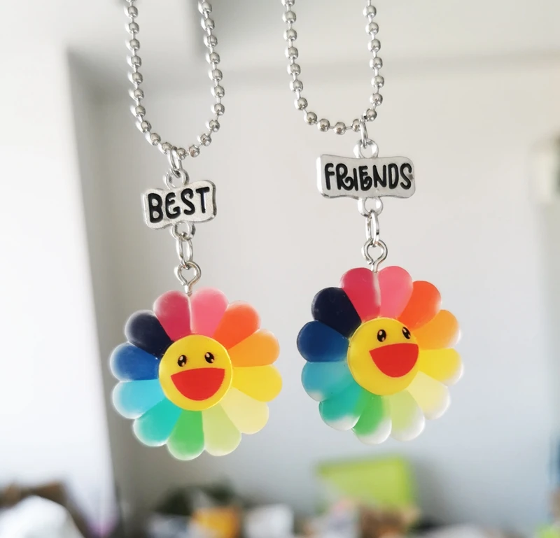 New 2021 1set(2PCS) Resin Smile Flower Best Friends Drop Necklace BFF Bead Pendant Chain Necklace Children Jewelry Girls Gift
New 2021 1set(2PCS) Resin Smile Flower Best Friends Drop Necklace BFF Bead Pendant Chain Necklace Children Jewelry Girls Gift