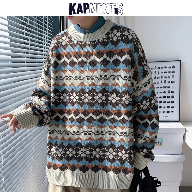 KAPMENTS Men Patchwork Harajuku Knitted Sweater 2022 Mens Japanese Streetwear Oversized Pullovers Male Vintage Preppy Sweaters 
KAPMENTS Men Patchwork Harajuku Knitted Sweater 2022 Mens Japanese Streetwear Oversized Pullovers Male Vintage Preppy Sweaters