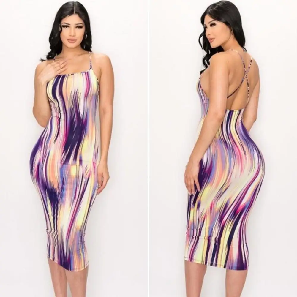 Tie Dye Print Midi Dress Women Summer Clothes Backless Spaghetti Strap Dress Party Sleeveless Club Outfits Female
Tie Dye Print Midi Dress Women Summer Clothes Backless Spaghetti Strap Dress Party Sleeveless Club Outfits Female