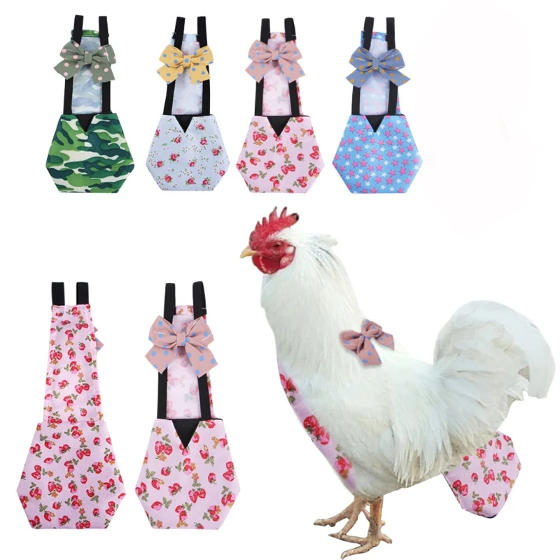 

Chicken Diaper Adjustable Pet Clothes for Duck Reusabl Poultry Costume Diapers Washable with Bow Decor for Goose Bird