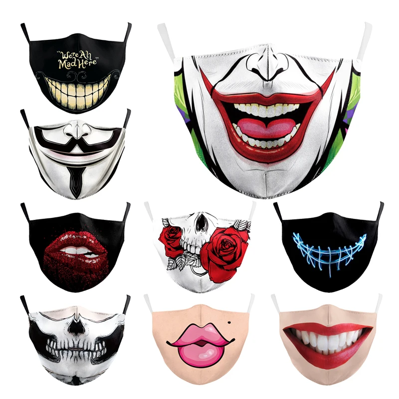 Floral Prints Masks Adult Washable Print Cartoon Face Mask Pm2.5 Filters CAotton Unisex Dust-proof Mouth Cover | Аксессуары для