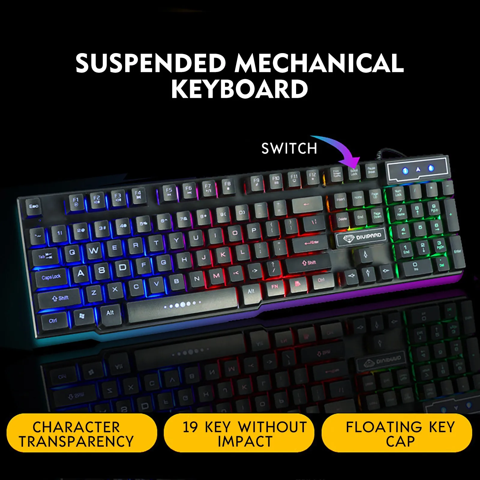 GK50 Wired Mechanical Gaming Keyboard Floating Cap Waterproof Rainbow Backlight Russian Keyboard Waterproof Computer Game Keyboa
GK50 Wired Mechanical Gaming Keyboard Floating Cap Waterproof Rainbow Backlight Russian Keyboard Waterproof Computer Game Keyboa