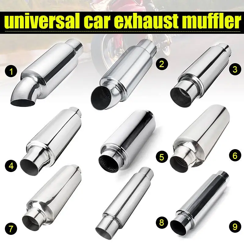 

Universal 50/57/63/76mm Car Exhaust Muffler Pipe Resonator 2"/2.25"/2.5"/3" Exhaust Tip Tail Tube Silencer Stainless Steel