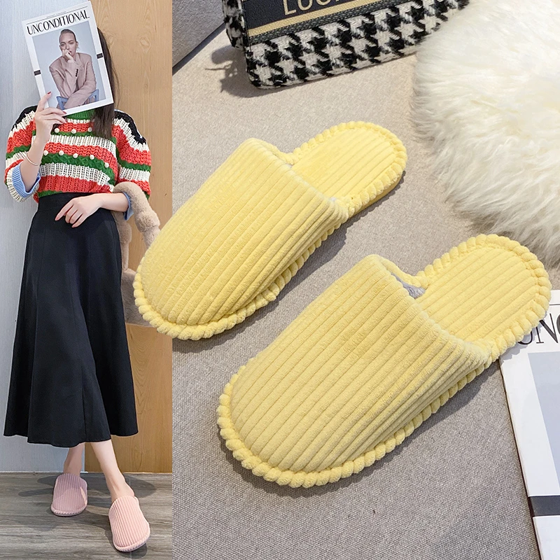 Cotton Slippers For Women Flat Shoes Non-slip Home Soft Slippers Floor Shoes Autumn Solid Color Stripe Bedroom Slippers Indoor
Cotton Slippers For Women Flat Shoes Non-slip Home Soft Slippers Floor Shoes Autumn Solid Color Stripe Bedroom Slippers Indoor