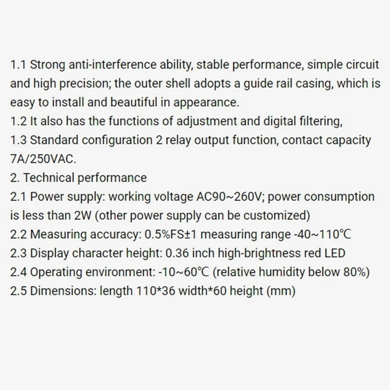 AC90-260V -40-110 Din Rail Thermostat with Sensor 2 Way Relay Output Temperature Alarm Controller NO NC COMMON Output
AC90-260V -40-110 Din Rail Thermostat with Sensor 2 Way Relay Output Temperature Alarm Controller NO NC COMMON Output