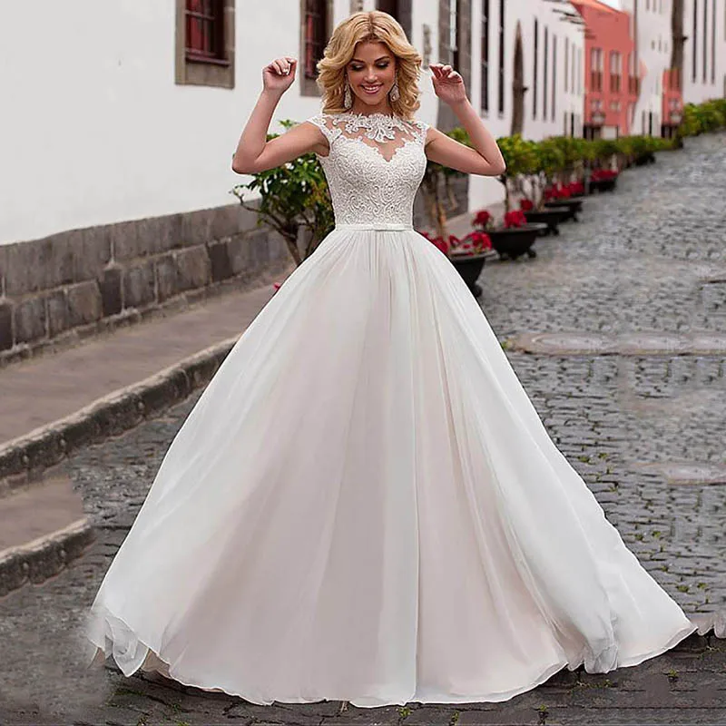 White Wedding Dress Lace 3D Flower O-neck Long Sleeve Simple Bridal Dresses Zipper Custom Made Plus Size Wedding Gown
White Wedding Dress Lace 3D Flower O-neck Long Sleeve Simple Bridal Dresses Zipper Custom Made Plus Size Wedding Gown