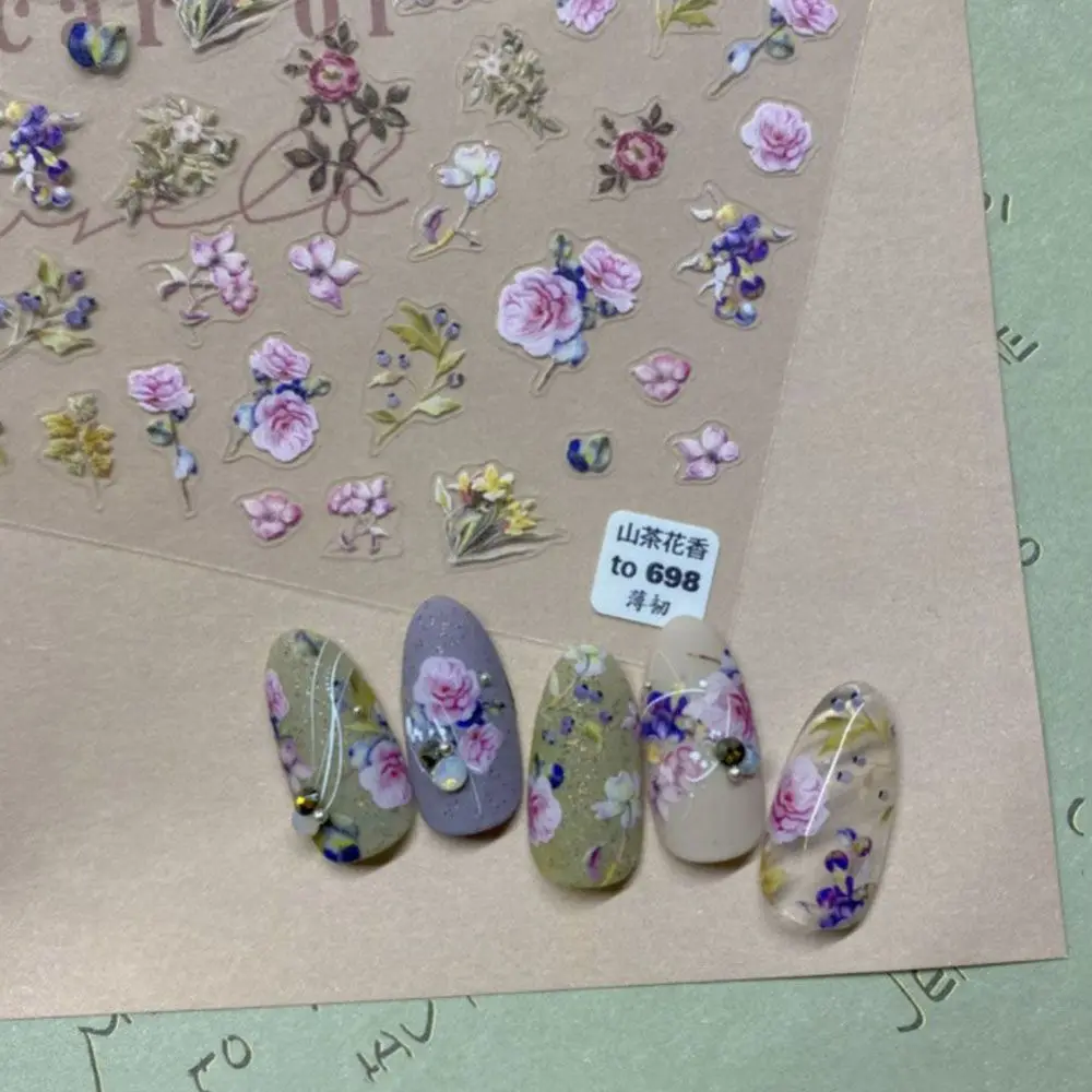 1 шт. цветная вышивка цветы наклейка для ногтей милые цветочные птицы Мультяшные