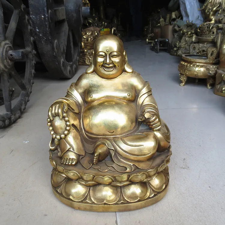 

Большая статуя Будды из Азии, домашний магазин, компания, приносит деньги, удачи, Бог богатства, Будда Майтрея, Медная скульптура MI LE FO