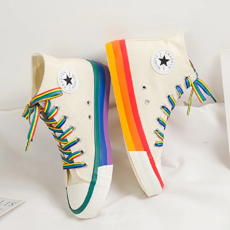 Rainbow Bottom Casual Shoes Woman High Top Sneakers Cavans 2020 Spring Female Casual Shoes White Canvas Sneakers Oman
Rainbow Bottom Casual Shoes Woman High Top Sneakers Cavans 2020 Spring Female Casual Shoes White Canvas Sneakers Oman