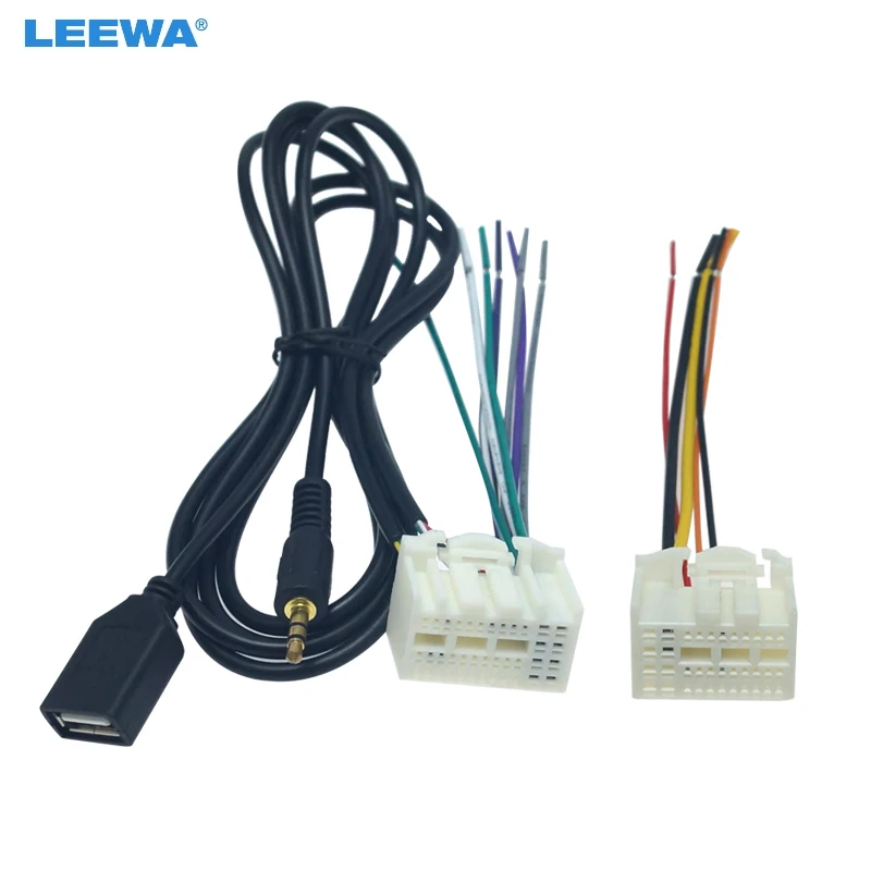 LEEWA 10 компл. Стерео радио жгуты проводов адаптер с AUX (3 5 мм)/USB разъем для KIA