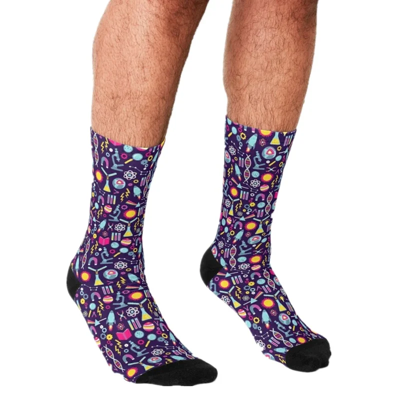 

2021 смешные мужские носки harajuku научных исследований носки с принтом Happy в стиле хип-хоп для мужчин носки для девочек Новинка скейтборд с круг...